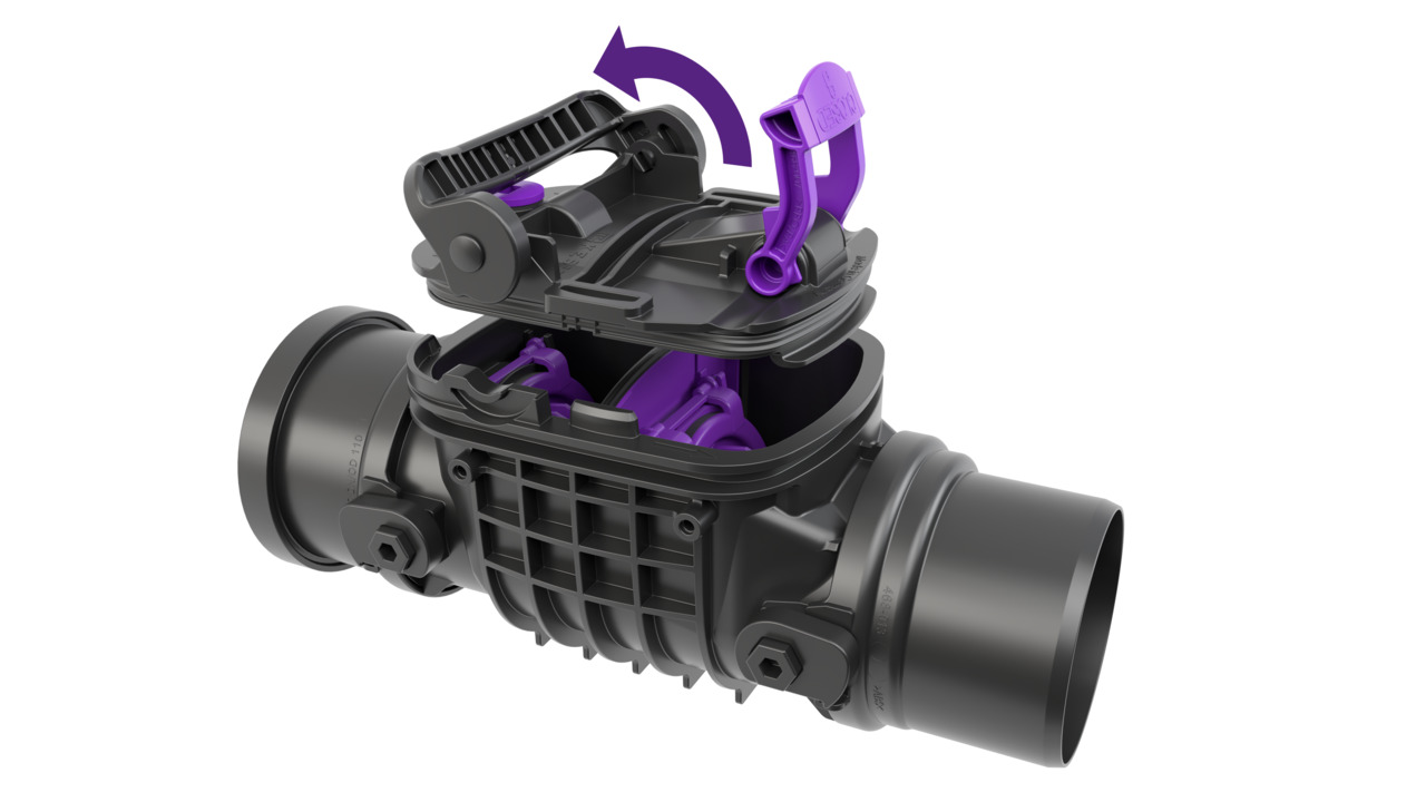Met de eenhandssluiting kan ze makkelijk en zonder gereedschap worden onderhouden. Met de eenhandssluiting kan ze makkelijk en zonder gereedschap worden onderhouden.