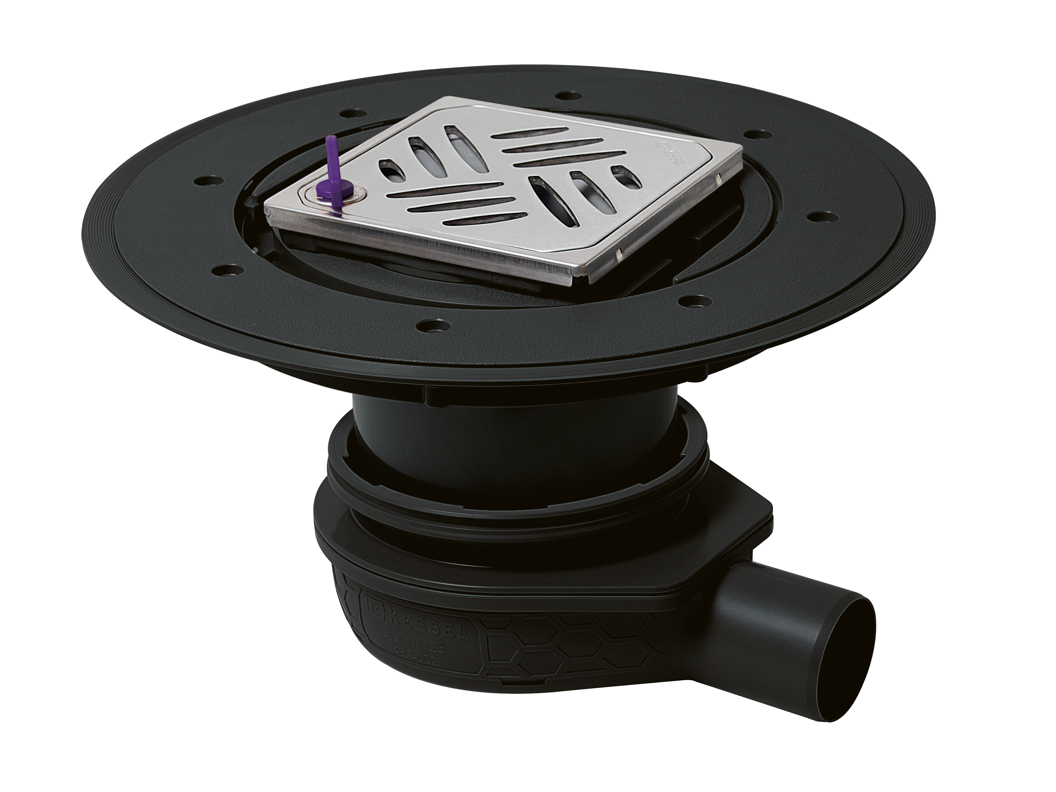 Badafvoer de Ultravlakke 79, DN 50 met Variofix-opzetstuk, designrooster Kessel en Lock & Lift-vergrendelingssysteem Badafvoer de Ultravlakke 79, DN 50 met Variofix-opzetstuk, designrooster Kessel en Lock & Lift-vergrendelingssysteem