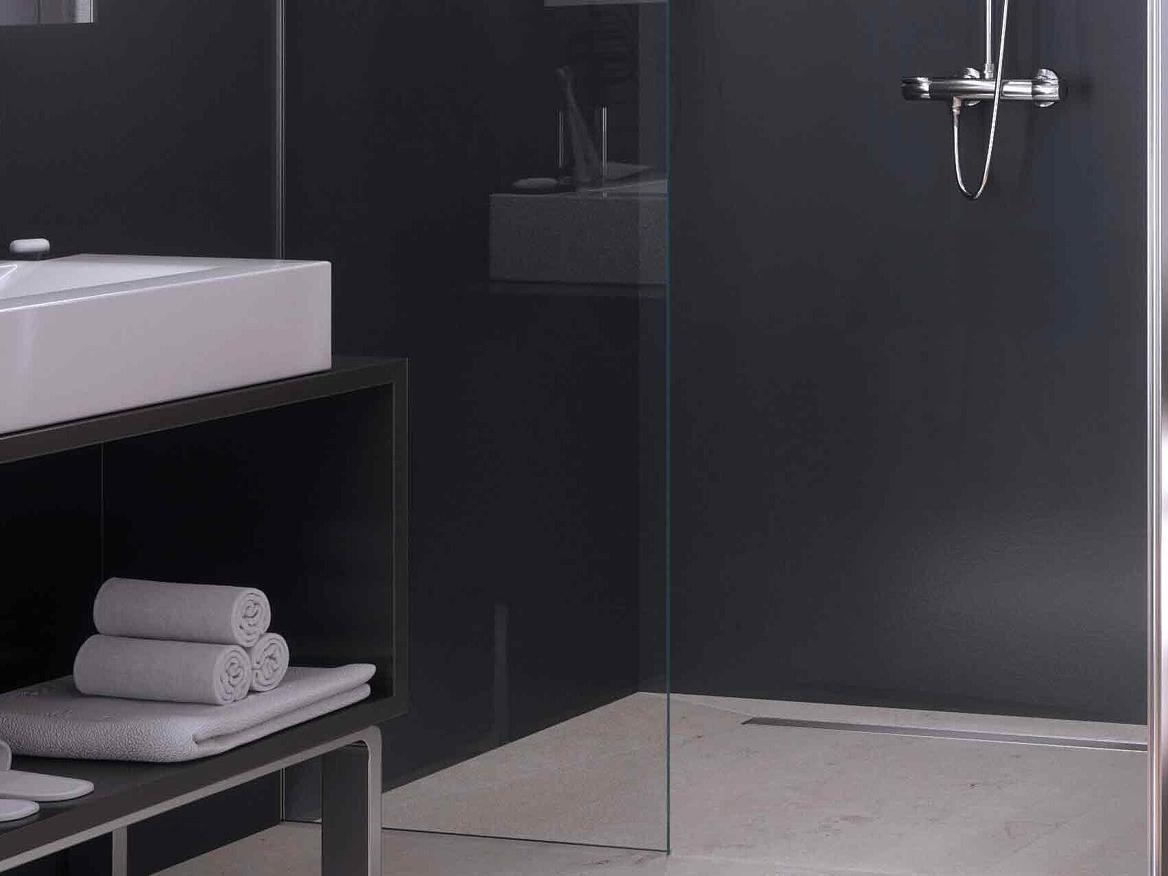 Inbouwvoorbeeld van de douchegoot Linearis Compact, lengte van 750 mm Inbouwvoorbeeld van de douchegoot Linearis Compact, lengte van 750 mm