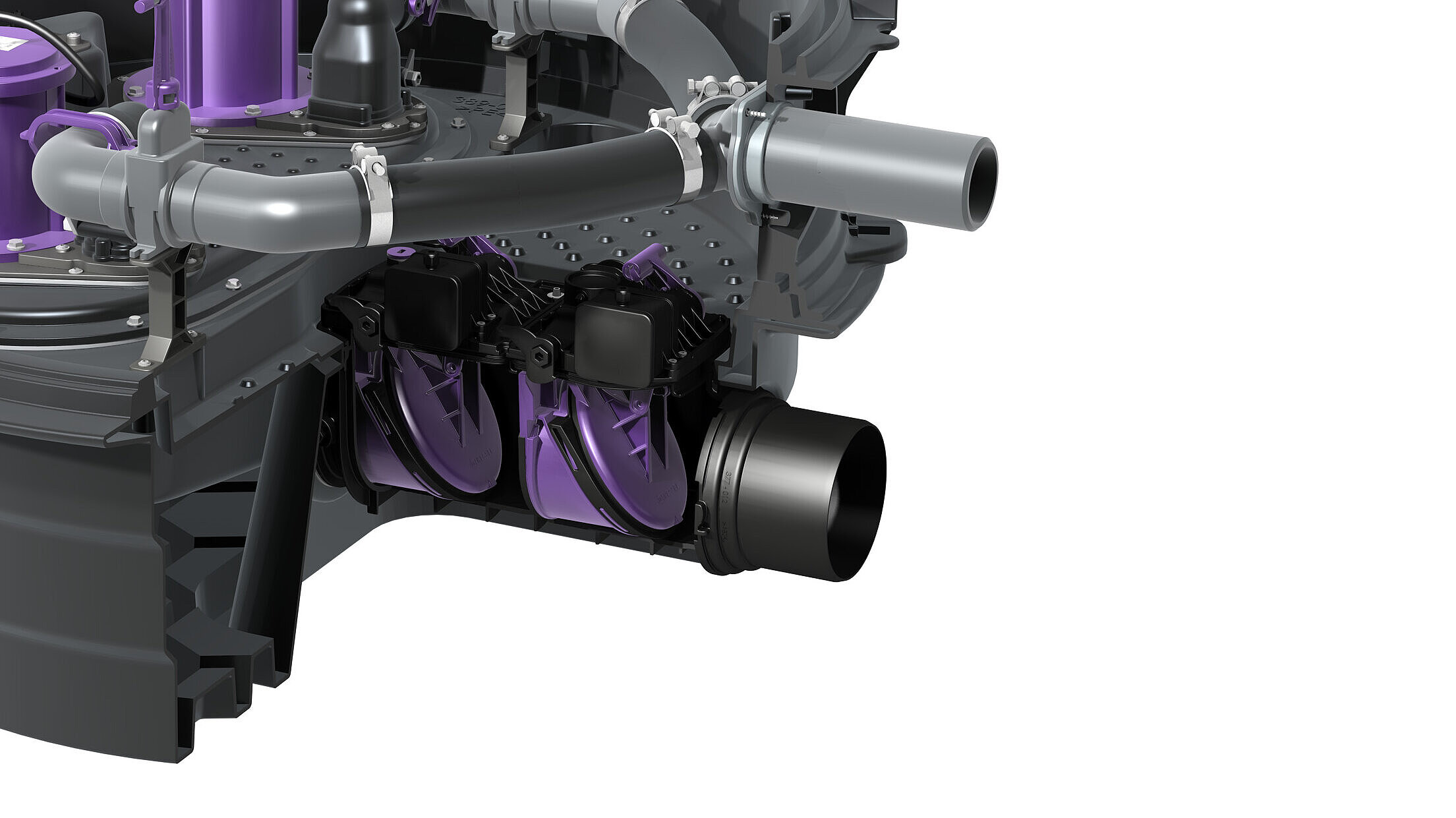 Hybride opvoerinstallatie met twee motorische afsluitsystemen Hybride opvoerinstallatie met twee motorische afsluitsystemen