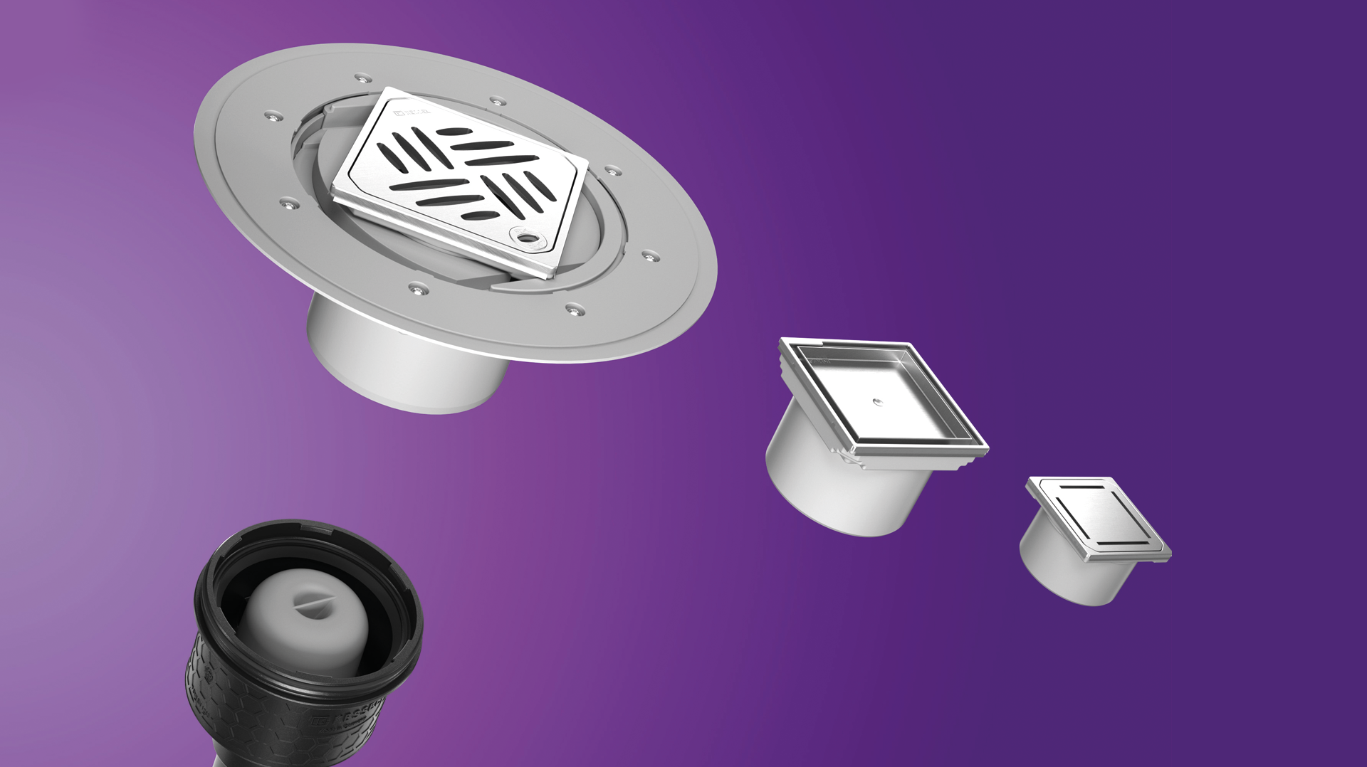 De afvoeren kunnen dankzij het modulaire KESSEL-systeem eenvoudig worden samengesteld De afvoeren kunnen dankzij het modulaire KESSEL-systeem eenvoudig worden samengesteld