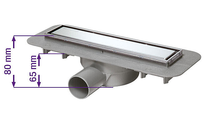 Douchegoot Linearis Compact, lengte van 300 mm, met afmetingen Douchegoot Linearis Compact, lengte van 300 mm, met afmetingen
